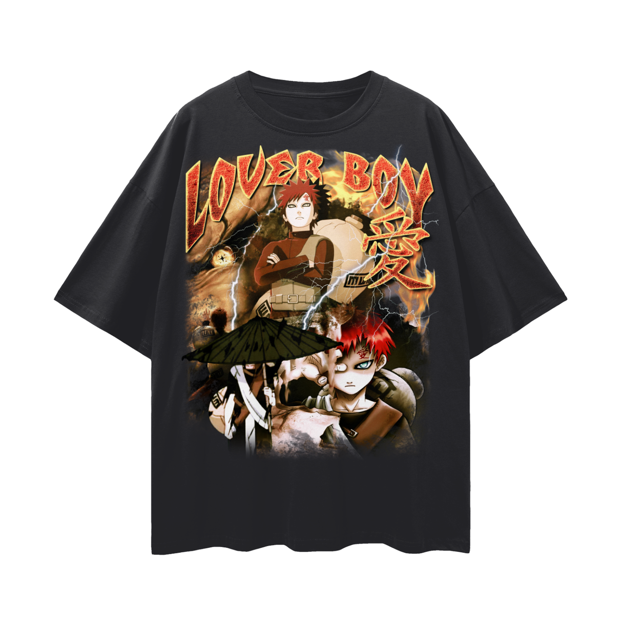 Black Vintage Lover Boy T-Shirt by ODMPOD featuring retro-inspired graphic design and comfortable fit.