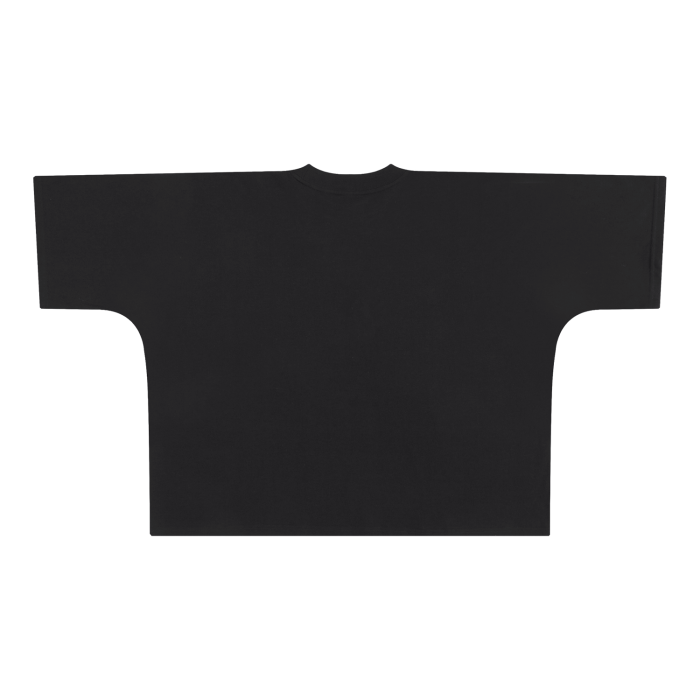 Black ThugMon Boxy T-Shirt by ODMPOD featuring a relaxed fit and bold graphic design, ideal for casual streetwear style.