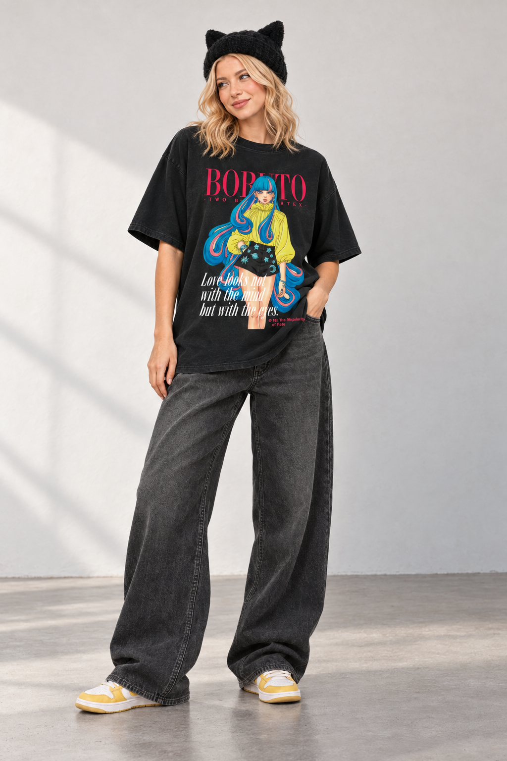 Boruto Vouge T-Shirt styled on model, front view