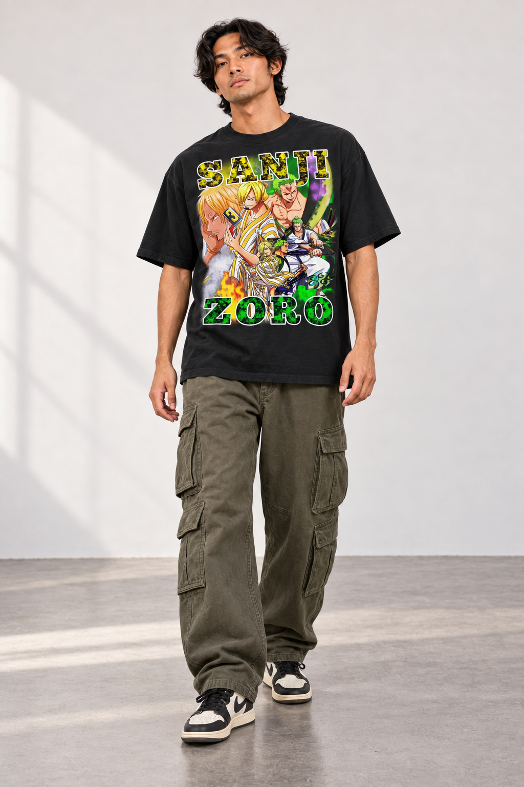 Vintage Chef X Samurai T-Shirt styled on model, front view