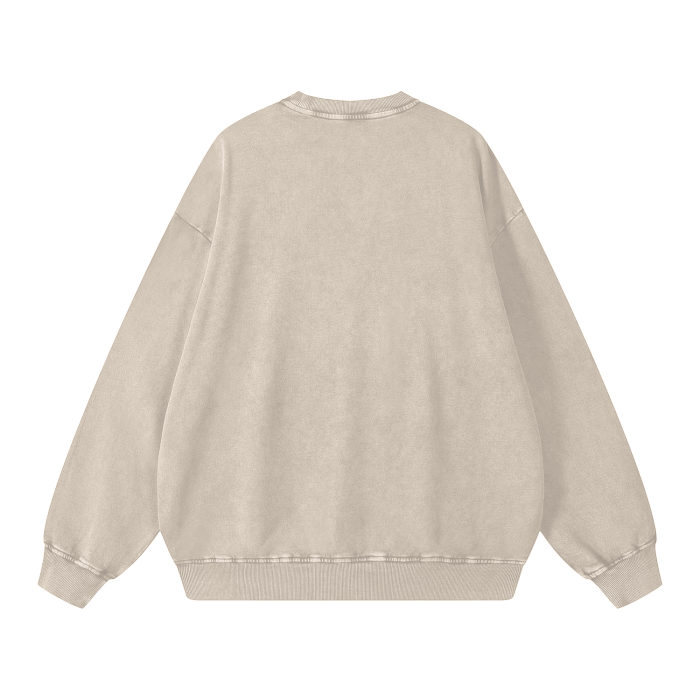 Light apricot ODMPOD MEW2 Heavy Long Sleeve shirt displayed on a hanger.