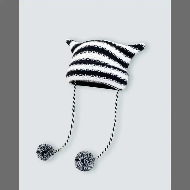 Red Kawaii King knitted wool beanie with a cozy, playful design, perfect for winter warmth and cute fashion style.
