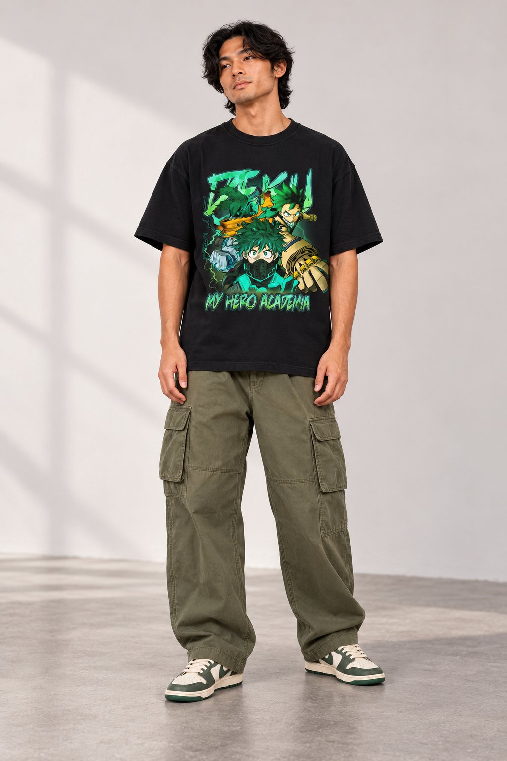 Vintage Vigilante Hero T-Shirt styled on model, front view