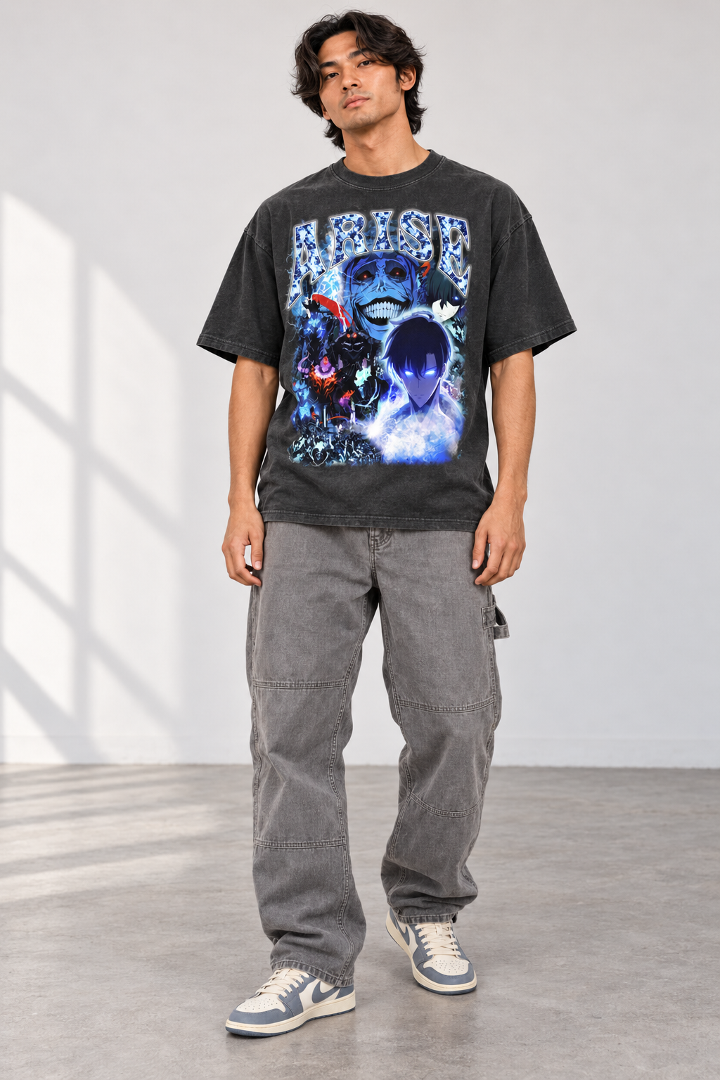 Vintage Arise T-Shirt styled on model, front view