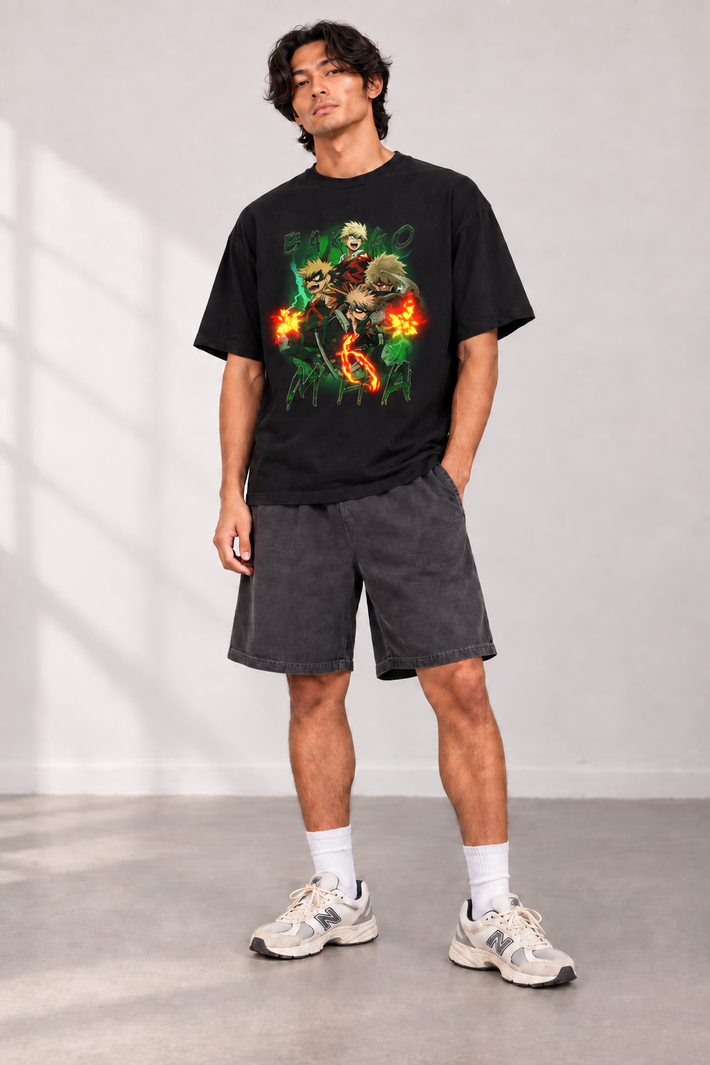 Vintage Explosion Hero T-Shirt on model, front view