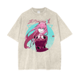 Apricot oversized heavy-weight Zero Two T-shirt by ODMPOD, showcasing relaxed fit and soft fabric.