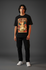 Black ODMPOD 1st Gen Zard T-Shirt featuring a stylish graphic design on the front, made from comfortable cotton fabric.