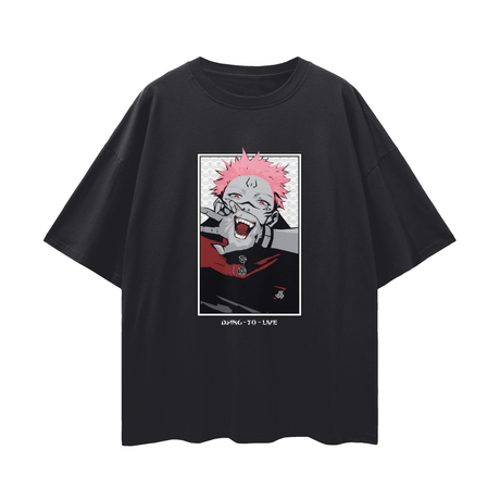 Black Dying to Live T-Shirt by ODMPOD featuring a graphic print on the front, casual crew neck design, and comfortable fit.
