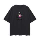 Black oversized KK Iriss T-shirt by ODMPOD featuring a relaxed fit and bold graphic design.