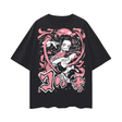 Black oversized Nezuko T-shirt by ODMPOD featuring a detailed illustration of the character from Demon Slayer.