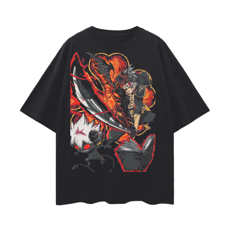 Black vintage Asta T-Shirt by ODMPOD featuring a classic design, displayed on a plain background.