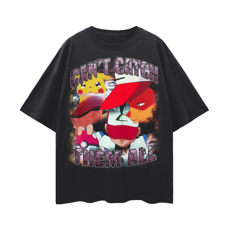 Vintage Can't Catch Them All T-Shirt by ODMPOD featuring a retro design and classic fit, displayed on a plain background