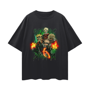 Black Vintage Explosion Hero T-Shirt by ODMPOD featuring bold retro graphic design on soft fabric.