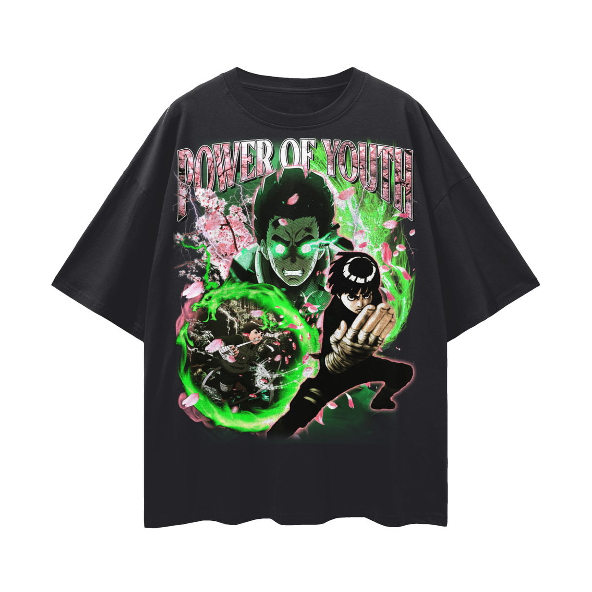 Black vintage Power of Youth T-shirt by ODMPOD with bold graphic design and classic fit.
