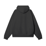 Black oversized Sakurajima Heavyweight Hoodie by ODMPOD, showing front view with hood and relaxed fit.