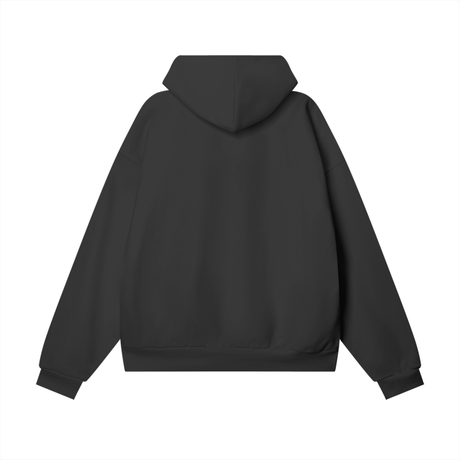 ODMPOD Oversize Sakurajima Heavyweight Hoodie in black, featuring a relaxed fit and bold graphic design.