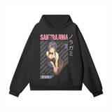 Black oversized Sakurajima Heavyweight Hoodie by ODMPOD, front view showing soft fabric and relaxed fit.