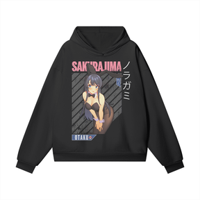 Black oversized Sakurajima Heavyweight Hoodie by ODMPOD, front view showing soft fabric and relaxed fit.