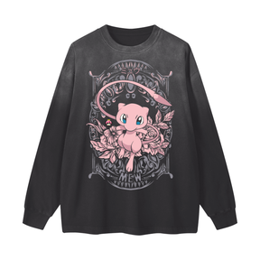 Black MEW Heavy Long Sleeve Tee by Kawaii King featuring a comfortable fit and soft fabric, perfect for casual wear.