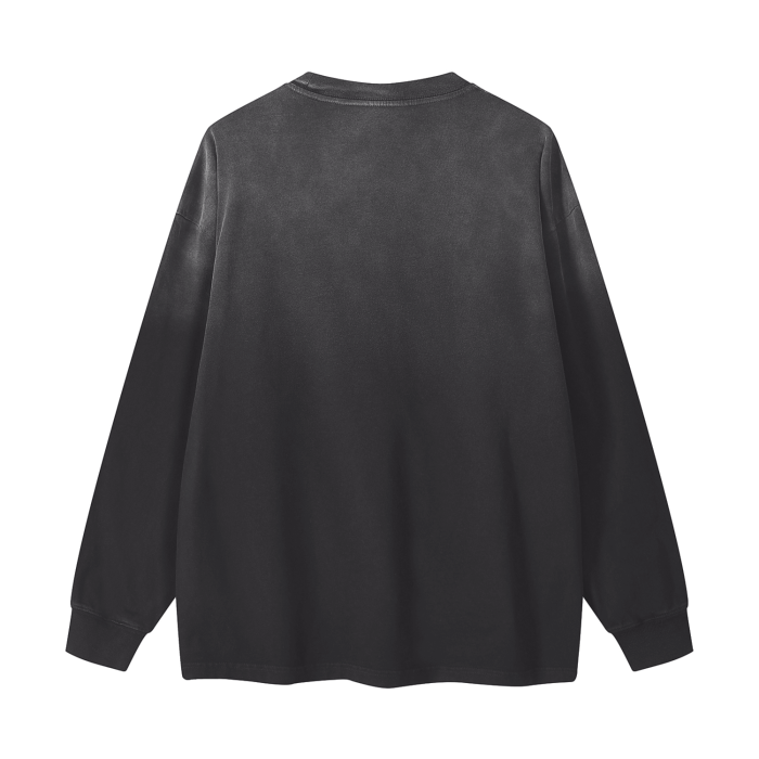 Black MEW Heavy Long Sleeve Tee by Kawaii King, featuring a comfortable fit and casual style, shown in the image.