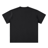 Black Vintage S-Rank Sueded Cotton T-shirt by ODMPOD featuring a classic design and soft textured fabric.