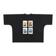 Black ODMPOD ThugMon Boxy T-Shirt shown on a model, featuring a relaxed fit and bold graphic design.