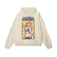 Bone-colored oversized Nami heavyweight hoodie by ODMPOD displayed on a model, featuring a relaxed fit and soft fabric.