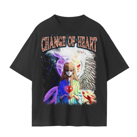 Vintage Change of Heart T-shirt by ODMPOD featuring a retro graphic design on soft fabric.