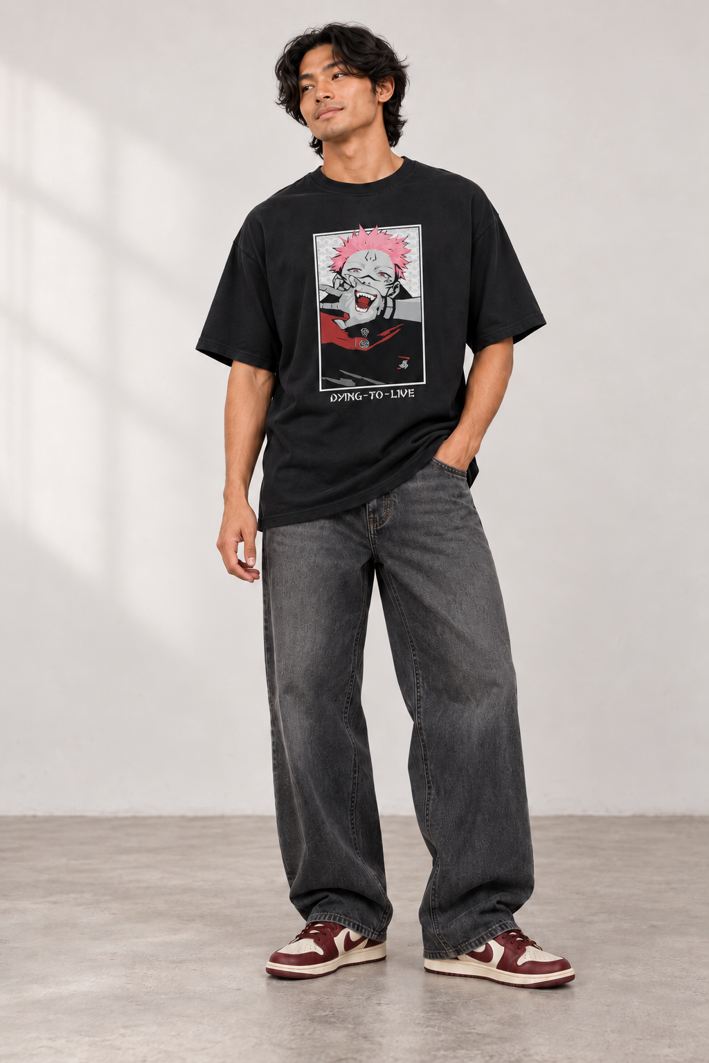 Dying to Live T-Shirt styled on model, front view