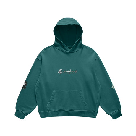 Faded black Shinraii hoodie by PODpartner, featuring a comfortable fit and casual style, shown on a plain background.