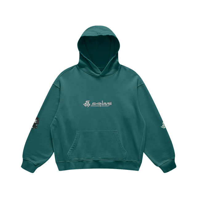 Faded black Shinraii hoodie by PODpartner, featuring a comfortable fit and casual style, shown on a plain background.