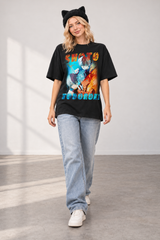 Vintage Fire x Ice Hero T-Shirt styled on model, front view