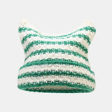 Green-striped Kawaii King knitted beanie with a cozy, playful design perfect for casual winter wear.