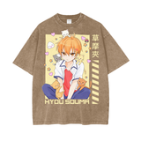 Light brown oversized Kyou Kun T-shirt from Kawaii King, heavy weight fabric, casual fit, front graphic design.