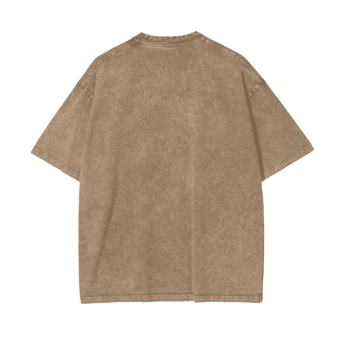 Light brown oversized Kyou Kun T-shirt by Kawaii King, heavy weight fabric, casual fit, front graphic design visible.