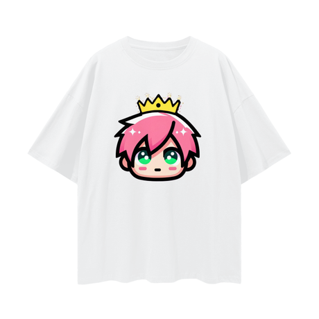 Oversize KK Hidden Favicon T-Shirt by Kawaii King, featuring a casual fit with subtle graphic design on a white cotton shirt.