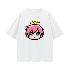 Light gray oversized Kawaii King KK Hidden Favicon T-shirt with subtle logo detail, laid flat on a white background.