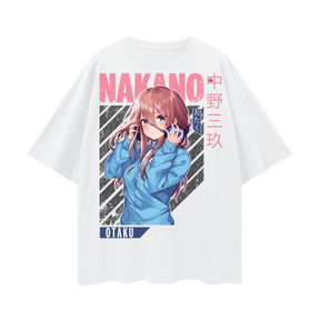 Lucent white oversized Nakano T-shirt by ODMPOD, featuring a relaxed fit and casual style, displayed flat on a white background.