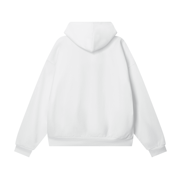 Lucent white Toubun oversized heavyweight hoodie by ODMPOD, featuring a relaxed fit and soft, thick fabric for comfort.