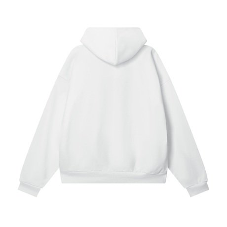 Lucent white Toubun oversized heavyweight hoodie by ODMPOD, featuring a relaxed fit and soft, thick fabric for comfort.