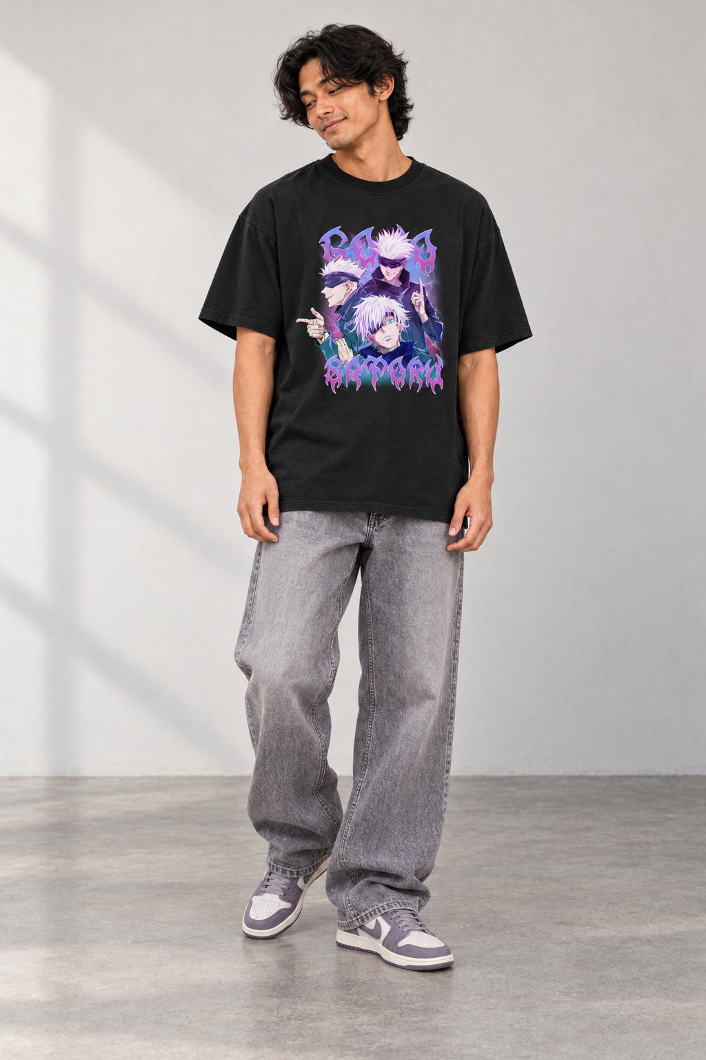 Most Handsome Anime Character? T-Shirt styled on model, front view