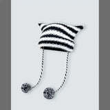 Red Kawaii King knitted wool beanie with a cozy, playful design, perfect for winter warmth and cute fashion style.