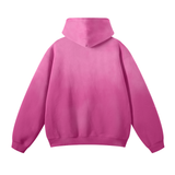 Rose pink ODMPOD "Silly" Monkey washed dyed hoodie with playful graphic design, casual fit, and soft fabric.