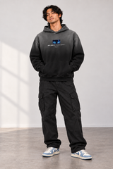 Shadow Monarch Heavyweight Sunfade Hoodie, front view on model.