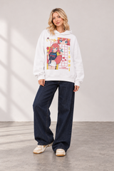 Toubun Oversize Heavyweight Hoodie styled on model with dark denim.