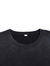 Blue eyes vintage washed T-shirt by ODMPOD featuring hand-frayed edges in black and gray fabric.