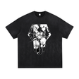 Vintage black and gray Explosion Hero T-shirt by ODMPOD featuring washed, hand-frayed details and bold explosion graphic.