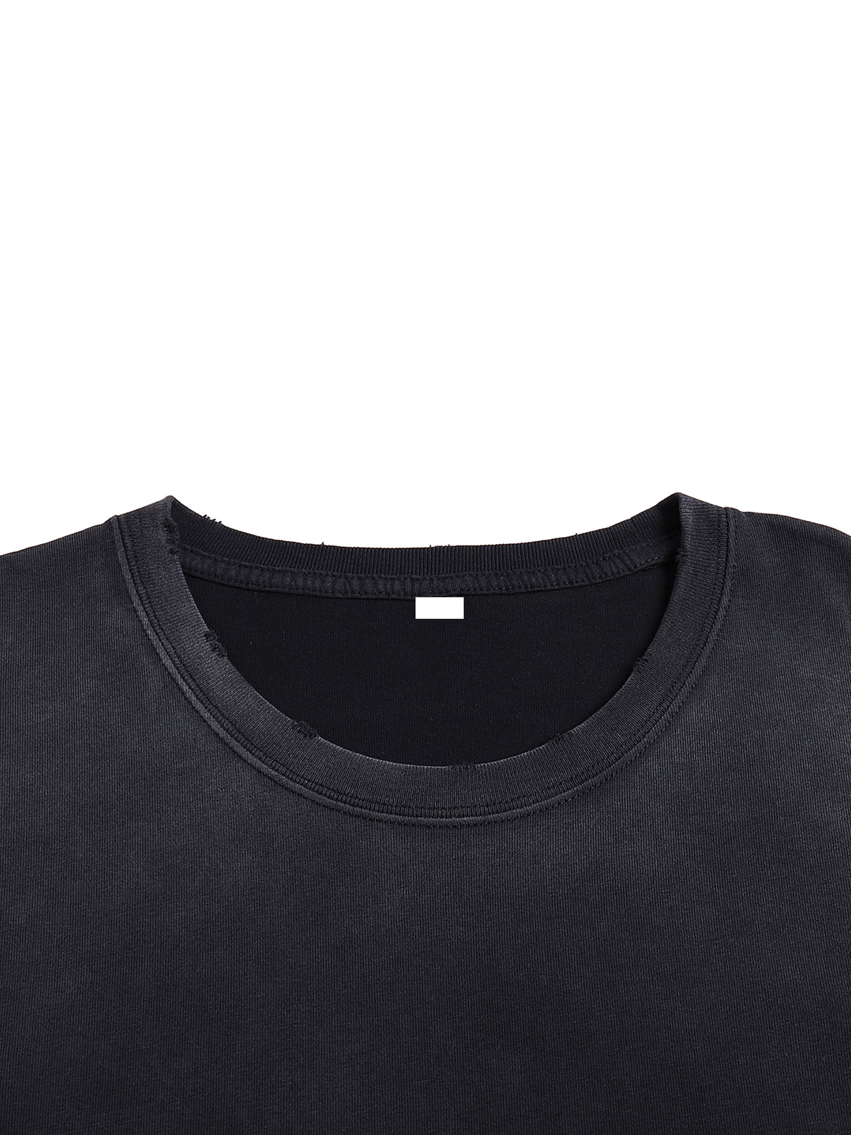 Vintage black and gray Explosion Hero T-shirt by ODMPOD featuring washed fabric and hand-frayed edges.