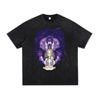 ODMPOD Protect Erii vintage washed T-shirt in black and gray with hand-frayed edges, showcasing a casual, worn-in style.
