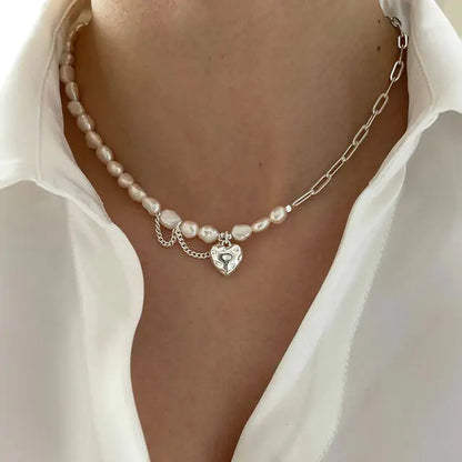 Asymmetry Chain Pearl Necklace - Kawaii King